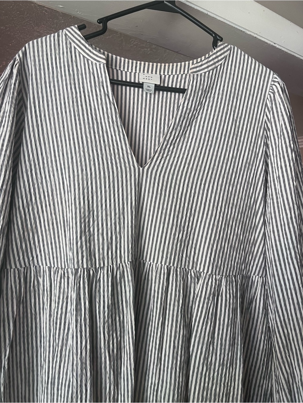 A New Day Striped V-Neck Tiered Maxi Dress in cream and navy - Picture 7 of 7